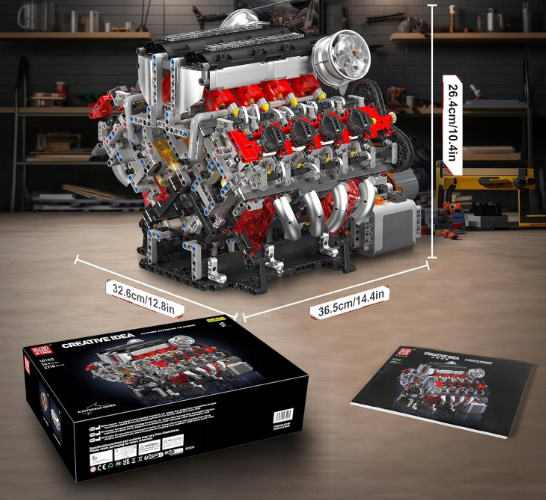 Klocki konstrukcyjne Mould King 10130 Silnik F488 Italian V8 Engine 2718 elementów
