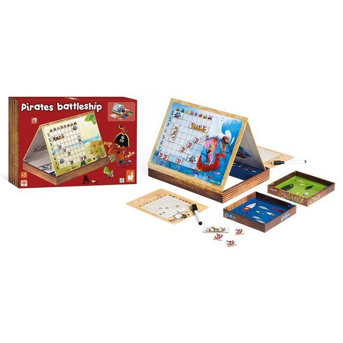 Gra w okręty „Piraci”, JND02835-Janod, gry dla dzieci, zabawki z tektury