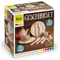 Drewniana zastawa stołowa zestaw naczyń Natura 16 elementów Erzi 10678