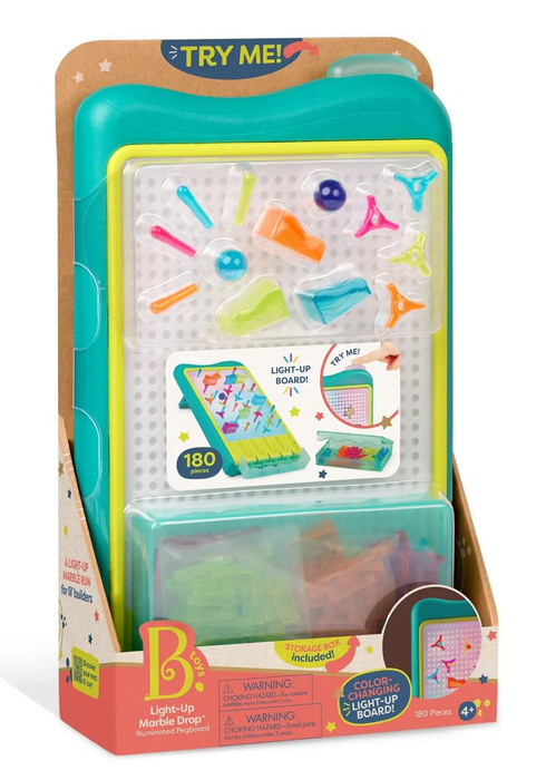 Podświetlany kulodrom i świetlna tablica artystyczna 2w1 Light-Up Marble Drop B.Toys BX2326Z