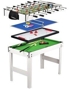 Duży stół do gry zręcznościowej, 4 gry (bilard, cymbergaj, tenis, piłkarzyki), 245900-gry drewniane