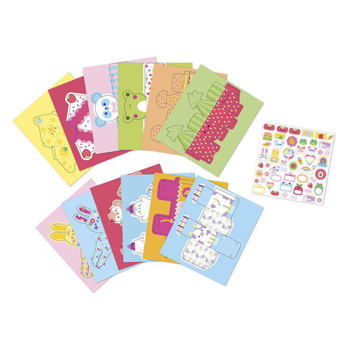 Zestaw kreatywny 12 pudełek z papieru kawaii do samodzielnego wykonania Janod J09164
