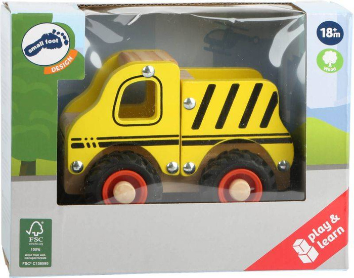 Drewniany żółty samochód ciężarowy 11096-Small Foot, little cars