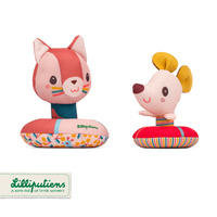 Przytulanki do kąpieli Lilliputiens 83652 Kotka Jeanne i Myszka Nina z kołami do pływania