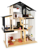 Drewniany domek dla lalek w loftowym stylu z tarasem 246343