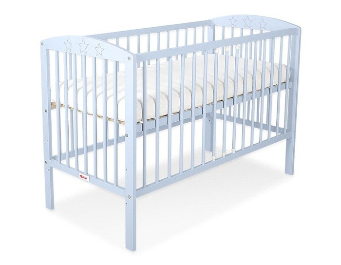 Łóżeczko drewniane Niebieskie gwiazdeczki, 500203-Bobono