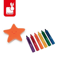 Kredki do kąpieli 6 kolorów z gąbką 3+, Janod J04725