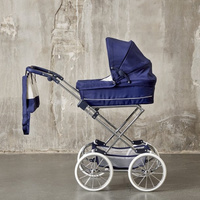 Duży wózek dla lalek Doll Pram Deluxe Granatowy z regulowaną rączką Astrup 84138