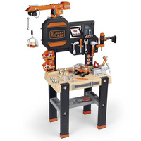 SMOBY Black&Decker Warsztat z dźwigiem + 94 Akcesoria do majsterkowania i kreatywnej zabawy dla dzieci