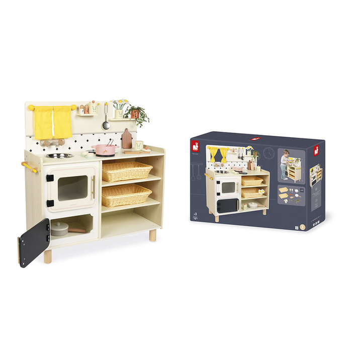 Duża kuchnia drewniana dla dzieci z 19 akcesoriami Shiny Grandma Janod J06642