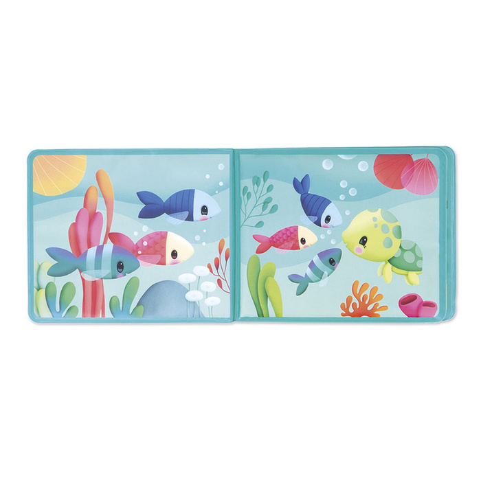 Miękka książeczka do kąpieli z 3 psikawkami Przyjęcie nad wodą J04733 Janod