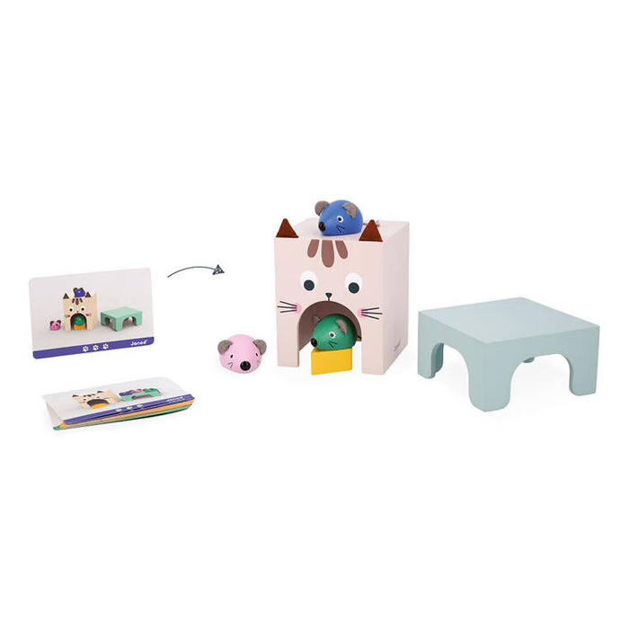 Drewniana układanka Orientacja w przestrzeni Kot i mysz J05078 Janod