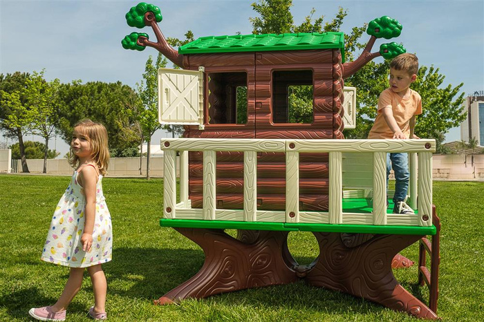 Podwyższony Domek ogrodowy na drzewie FEBER 13533 dla dzieci do zabawy ma świeżym powietrzu House on The Tree