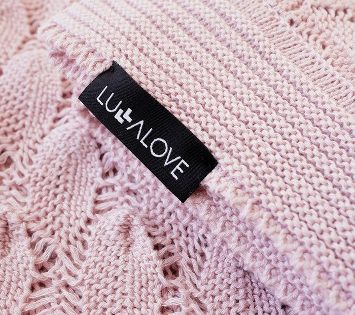 Kocyk ażurowy Boho pudrowy róż LL5824-Lullalove, kocyki dla dzieci