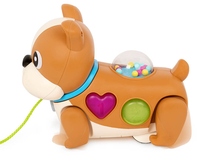 Interaktywny piesek z ruchomymi łapkami Walk Along Puppy BX4530 B.toys zabawki do pchania ciągnięcia