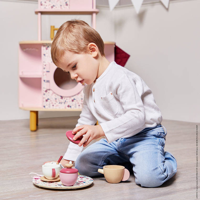 Dwustronna drewniana kuchnia Twist z 8 akcesoriami Janod J06616