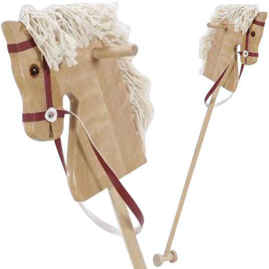 Drewniany koń na kiju z kółeczkami do zabawy w domu i plenerze Hobby Horse Mumbee 53306