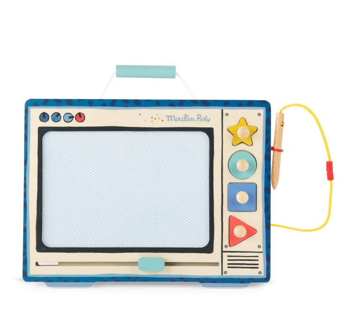 Magnetyczny ekran do rysowania znikopisem retro telewizor Puce & Pilou Moulin Roty 684085