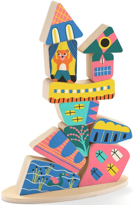 Drewniany balansujący domek Djeco DJ06438 gra zręcznościowa dla dzieci