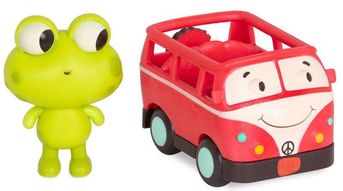 Miękkie autko sensoryczne z wesołym pasażerem Land of B. Jax & Groovy Patootie LB1700Z- B.Toys zabawka samochód