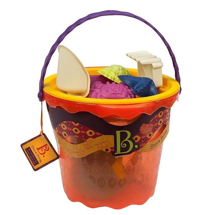 Pomarańczowe wiaderko z zestawem akcesoriów XXL, BX1445-B.Toys, zabawki do piasku