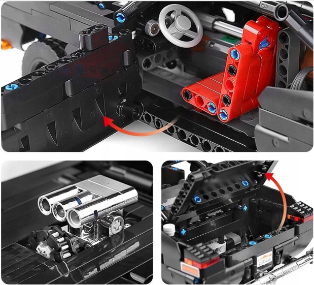 Klocki konstrukcyjne Mould King 13081 realistyczny Model Dodge Charger R/T Muscle Car RC 1:12 - 1098 elementów