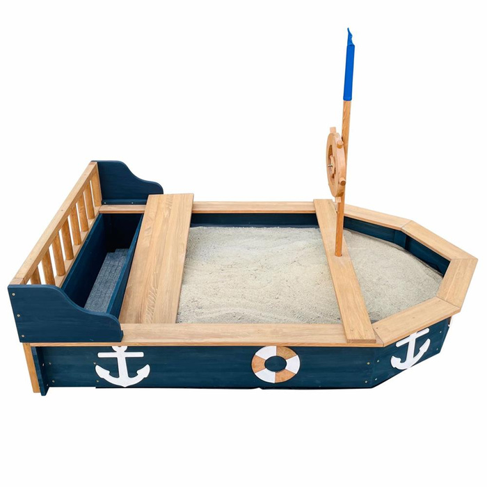 Drewniana Piaskownica Doris Boat AXI A031.045.00 Statek dla dzieci ze schowkiem pokrowcem i kołem sterowym