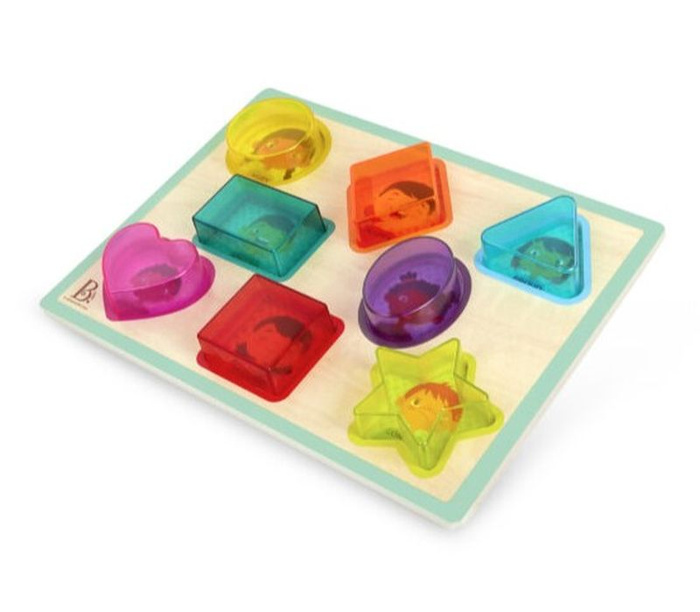 Drewniana układanka kształty i emocje kolorowy filtr Peek & Explore – Shapes & Emotions B.Toys BX2216Z