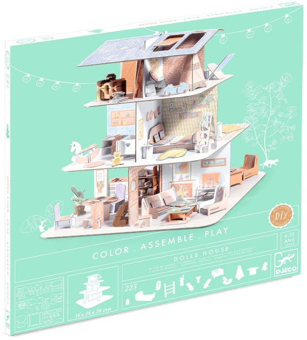 Domek dla lalek z akcesoriami zrób to sam Djeco DJ08005