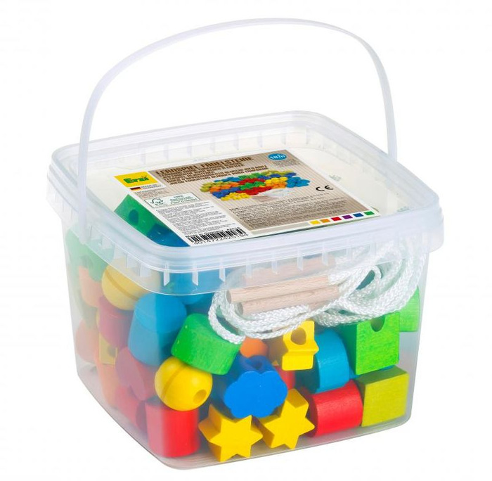 Nawlekanka z klocków gra edukacyjna kształty i kolory 96 el Erzi 42518