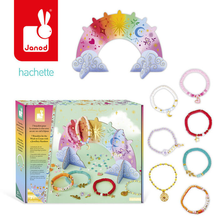 Zestaw kreatywny do tworzenia biżuterii ze stojakiem Bransoletka na każdy dzień tygodnia Janod J09185