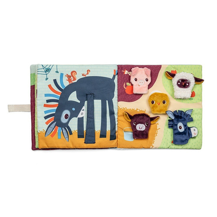 Książeczka aktywizująca Młode zwierzątka Lilliputiens 83856 z mini-pacynkami Farma dla niemowląt