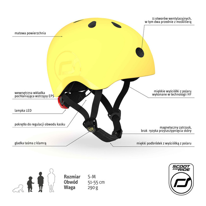 Kask S-M dla dzieci 3+ Lemon 96364-Scootandride