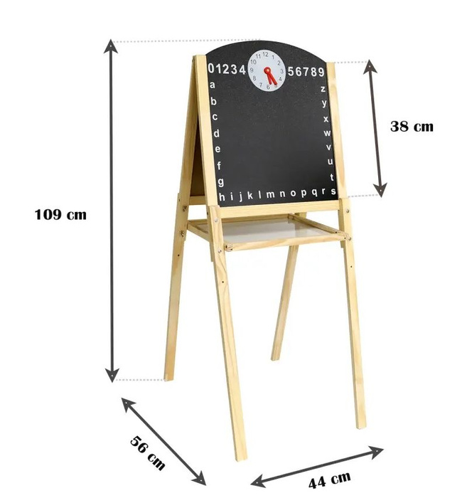 Tablica dwustronna dla dzieci z akcesoriami i regulacją wysokości 246259