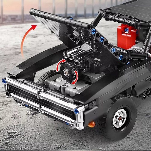 Klocki konstrukcyjne Mould King 13081 realistyczny Model Dodge Charger R/T Muscle Car RC 1:12 - 1098 elementów