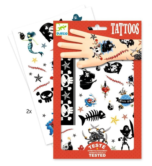 Tatuaże dla chłopców Pirat Rozbójnik morski, DJ09584-Djeco, tatuaże dla dzieci