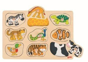 Zwierzęta i ich skóra, układanka z uchwytami, goki