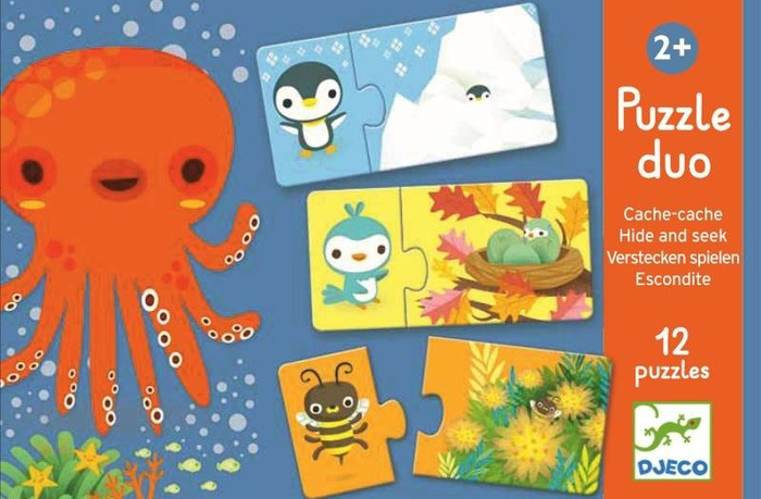 Zabawa w chowanego - puzzle dla dzieci, DJ08156-Djeco - zabawka dla dwulatka, zabawki z tektury