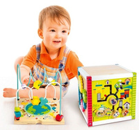 Drewniana kostka edukacyjna "Planeta Ziemia", zabawki edukacyjne dla dzieci