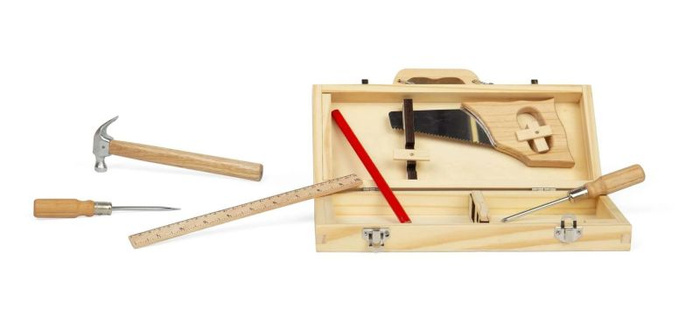 Walizka z narzędziami Mały majsterkowicz 7 elementów Bigjigs 36093 drewniane zabawki dla dzieci