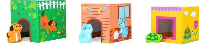 Pudełkowa wieża Domki dla zwierząt 10044- Small Foot, układanka dla dzieci