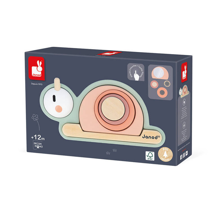 Drewniana układanka sensoryczna zmysł dotyku Ślimak Sweet Cocoon J04052 Janod