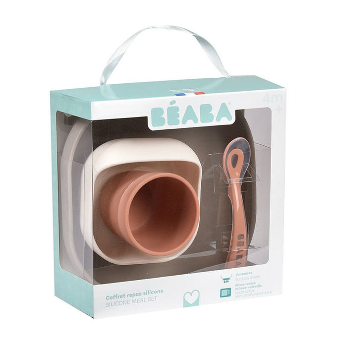 Silikonowe naczynia dla dzieci Zestaw z przyssawką Terracotta Beaba 913591