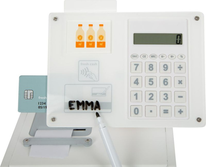 Drewniana kasa sklepowa dla dzieci z kalkulatorem Fresh Small Foot 12249-SF