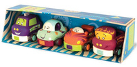 Zestaw 4 autek z napędem Wheeee-ls! B.Toys BX2293Z zabawki sensoryczne dla dzieci