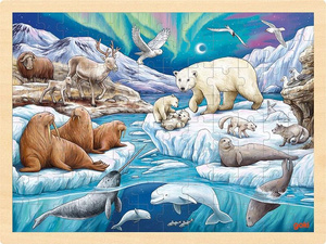 Puzzle drewniane 96 elementów Noc polarna Goki 57328