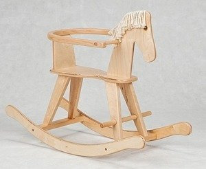 Drewniany koń na biegunach Maurycy, zabawka dla kilkulatka