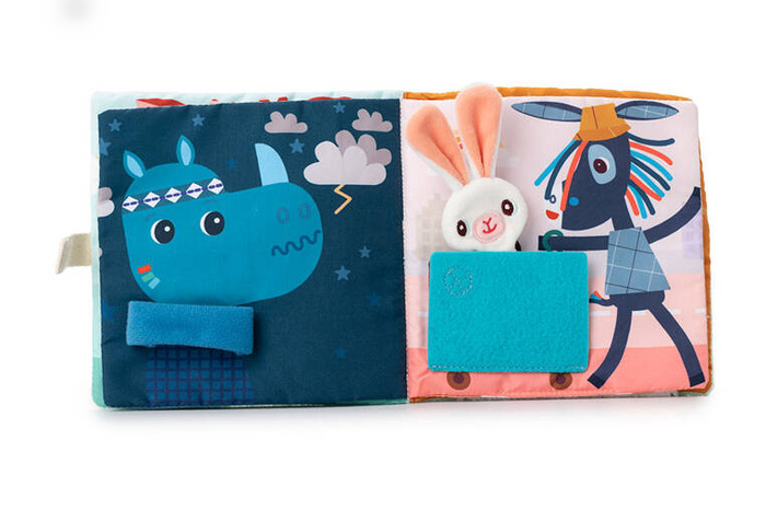 Miękka książeczka aktywizująca z mini komforterem Smok Joe i jego przytulanka 83492 LILLIPUTIENS