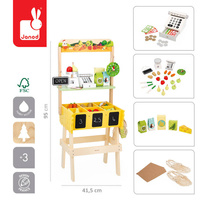 Duży sklep warzywniak z drewna i komplet akcesoriów 50 el. Farma J03322 Janod