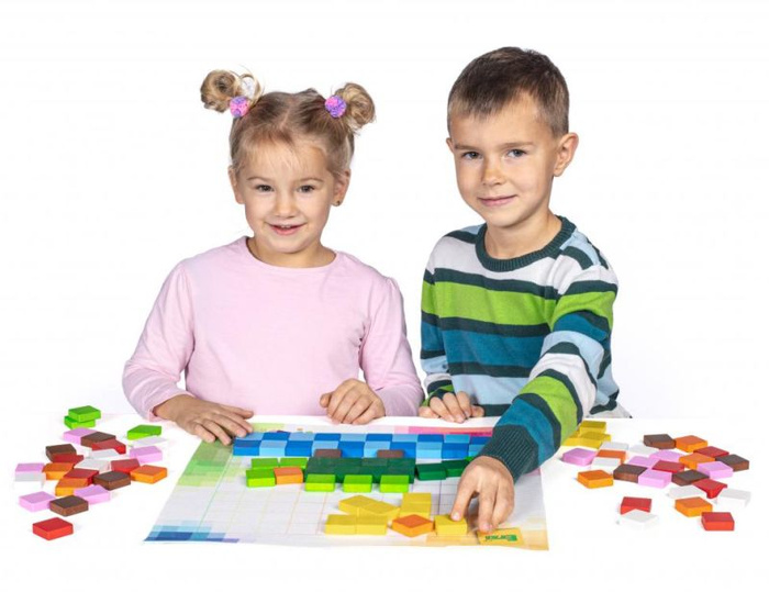 Drewniane klocki 100 szt układanka Pixelino Maxi Erzi 42292